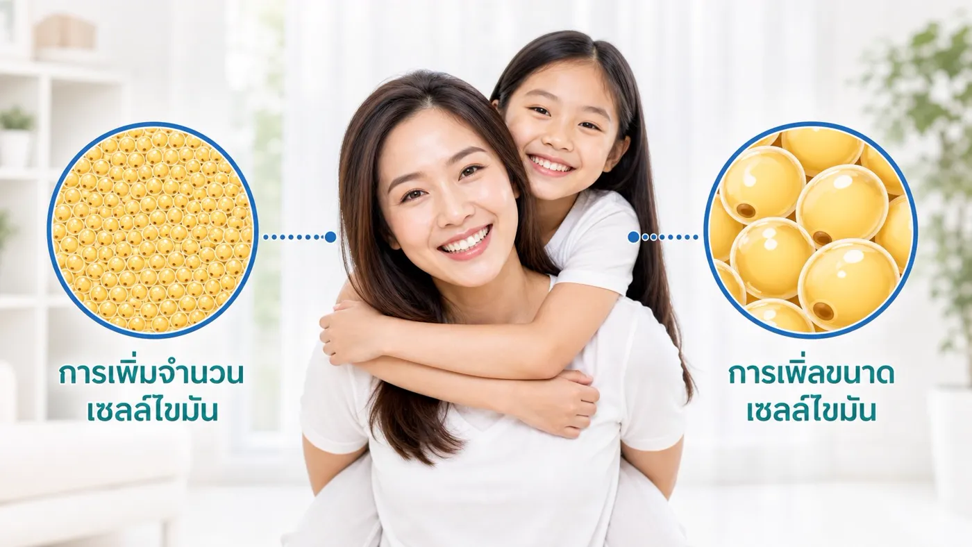 การเพิ่มจำนวนและขนาดของเซลล์ไขมัน